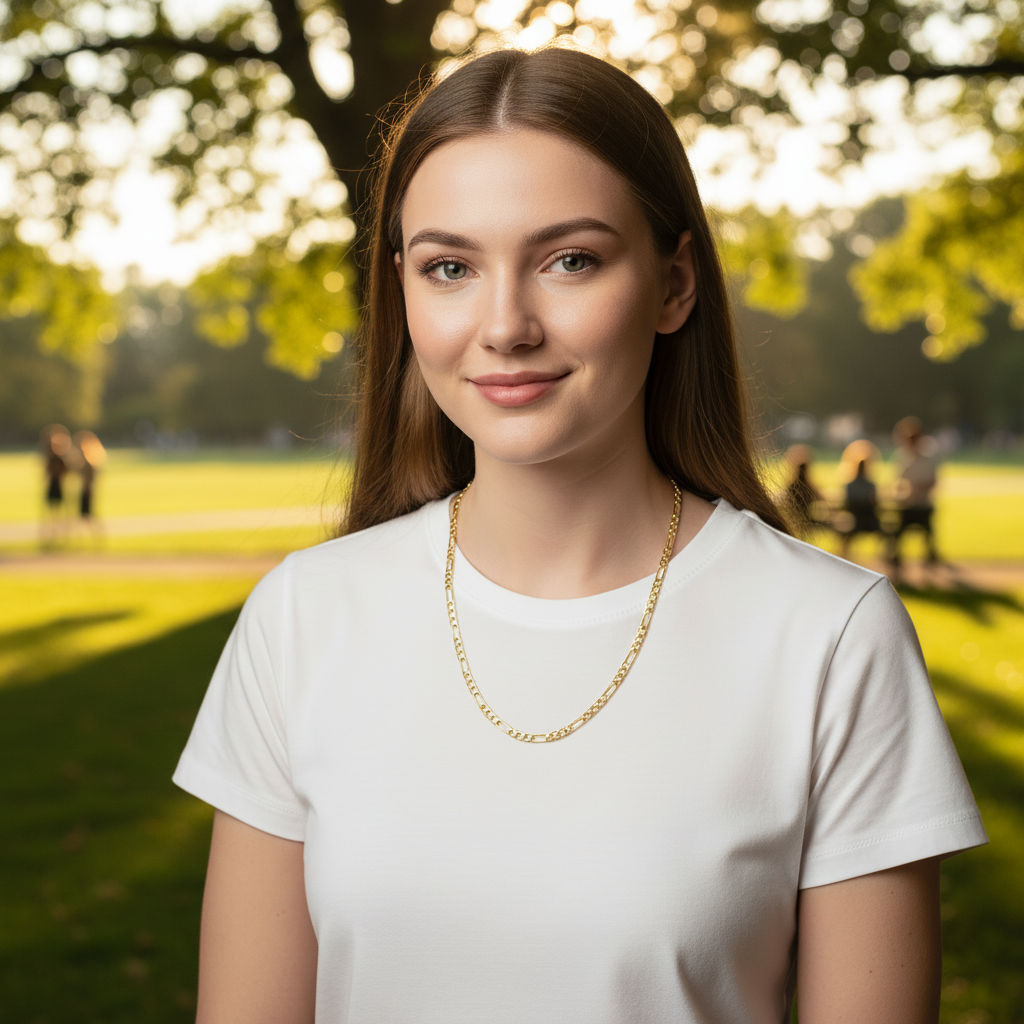 6 MM/24" FIGARO LINK CHAIN NECKLACE 14K REAL GOLD FILLED