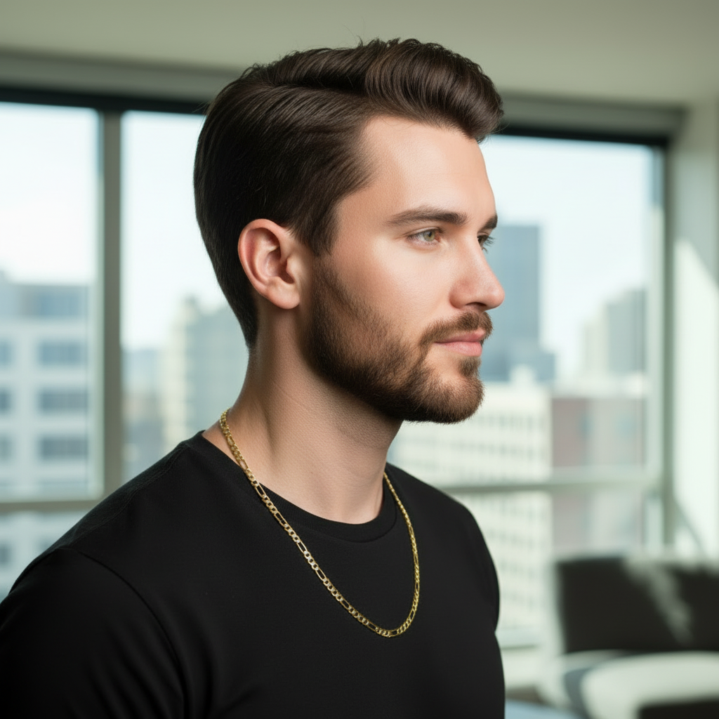 7 MM/24" FIGARO LINK CHAIN NECKLACE 14K REAL GOLD FILLED