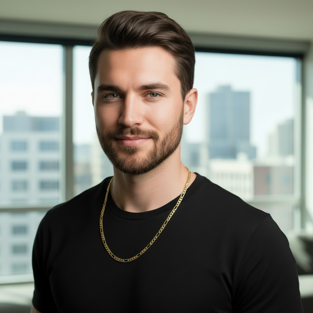 7 MM/24" FIGARO LINK CHAIN NECKLACE 14K REAL GOLD FILLED