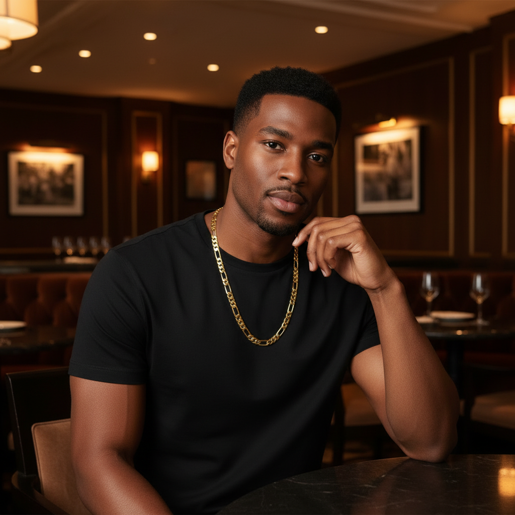 10 MM/24" FIGARO LINK CHAIN NECKLACE 14K REAL GOLD FILLED