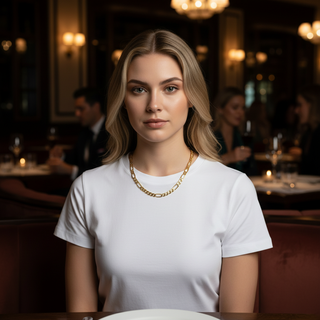 8 MM/20" FIGARO LINK CHAIN NECKLACE SLIM 14K REAL GOLD FILLED