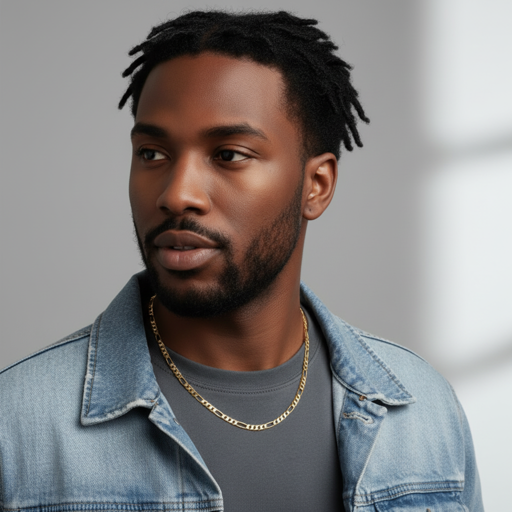 4 MM/18" FIGARO LINK CHAIN NECKLACE SLIM 14K REAL GOLD FILLED