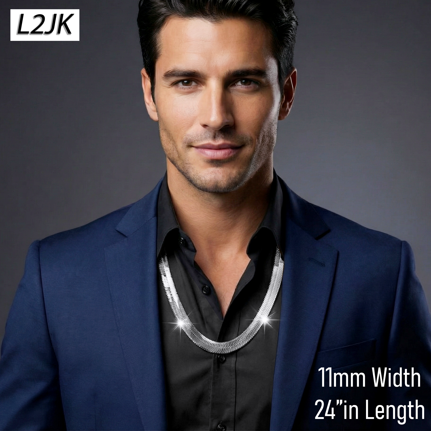 24" Herringbone Necklace 4mm-11mm(silver)