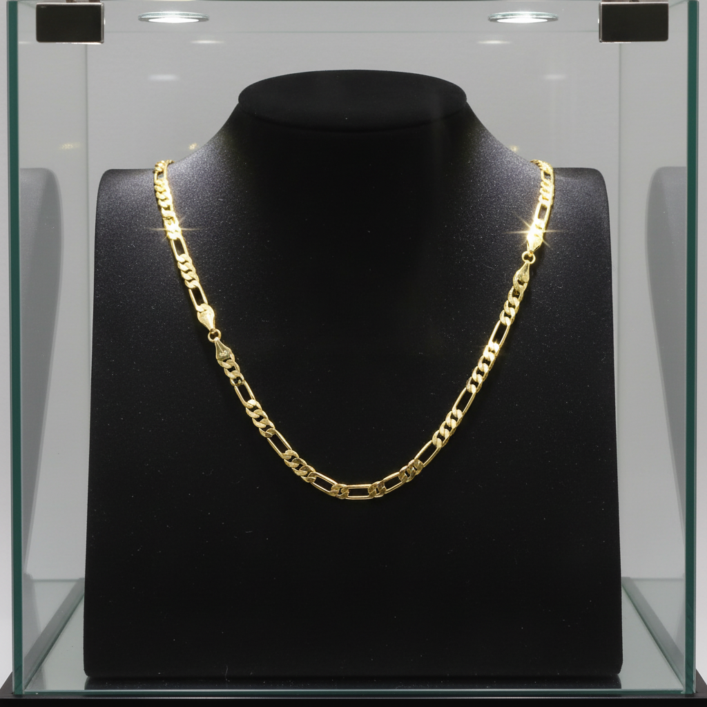 6 MM/18" FIGARO LINK CHAIN NECKLACE SLIM 14K REAL GOLD FILLED