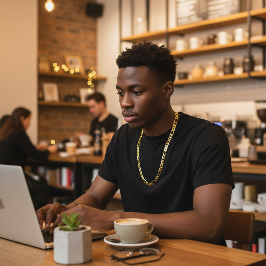 12 MM/30" FIGARO LINK CHAIN NECKLACE SLIM 14K REAL GOLD FILLED
