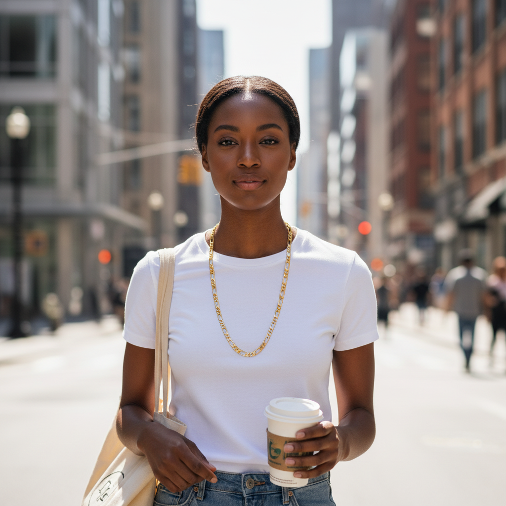 8 MM/30" FIGARO LINK CHAIN NECKLACE SLIM 14K REAL GOLD FILLED