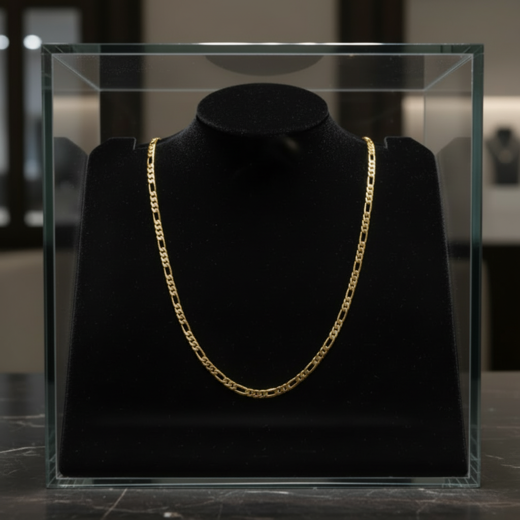 6 MM/30" FIGARO LINK CHAIN NECKLACE SLIM 14K REAL GOLD FILLED