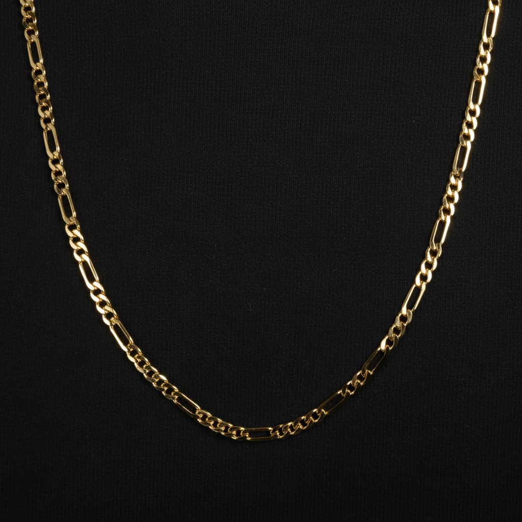 4 MM/30" FIGARO LINK CHAIN NECKLACE SLIM 14K REAL GOLD FILLED