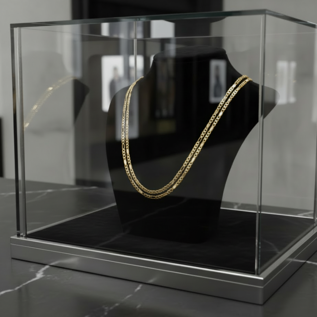 4 MM/30" FIGARO LINK CHAIN NECKLACE SLIM 14K REAL GOLD FILLED