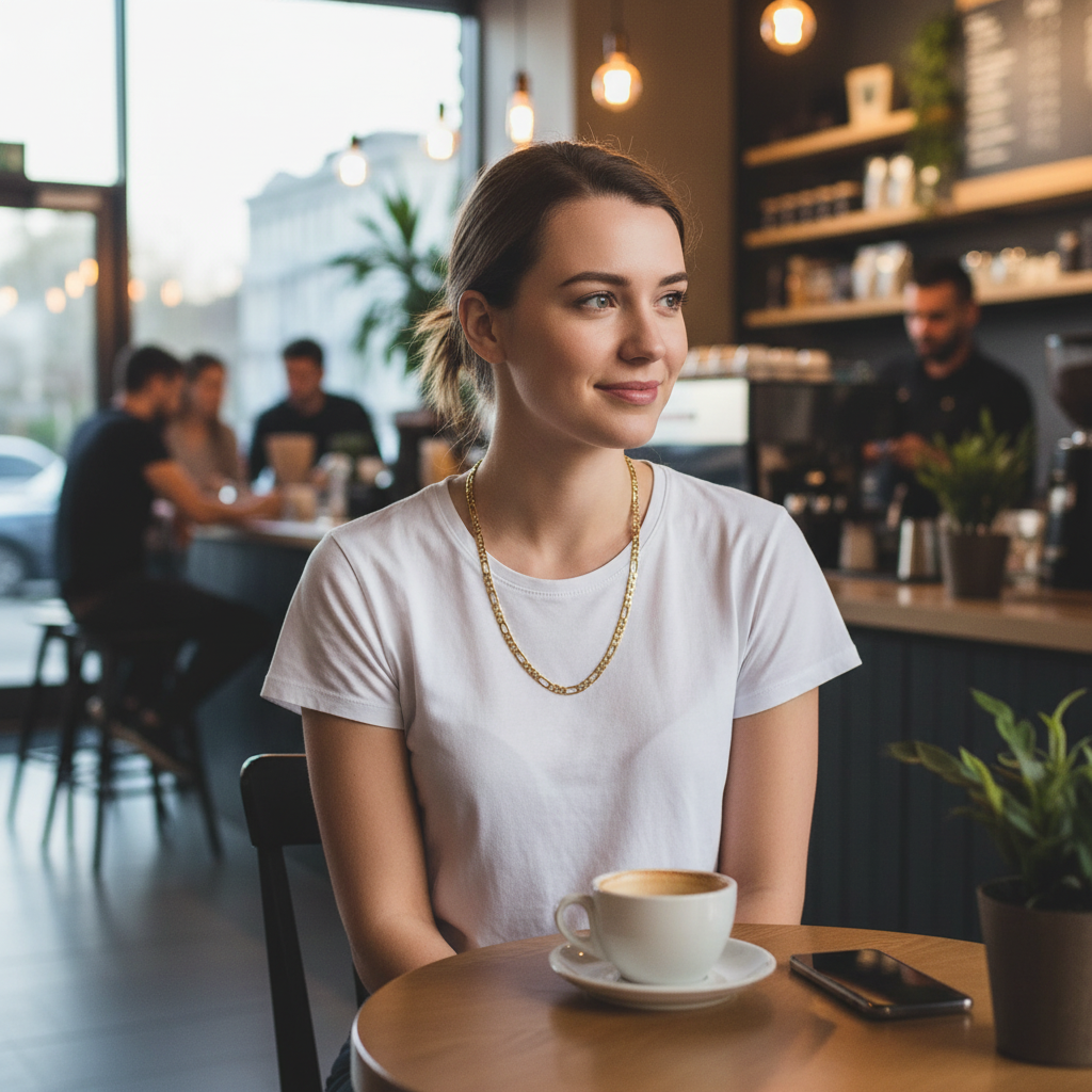FROSTED 7 MM/24" FIGARO LINK CHAIN NECKLACE 14K REAL GOLD FILLED