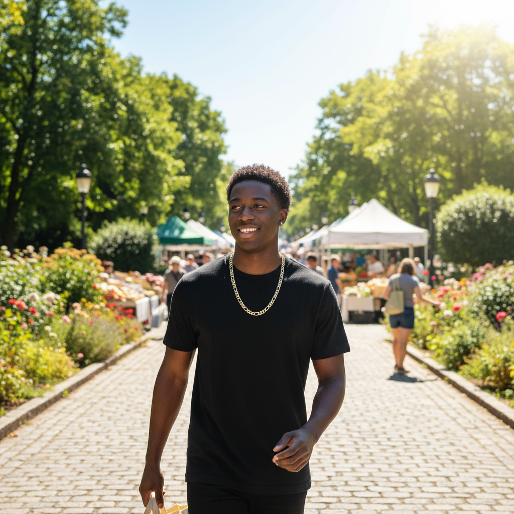 FROSTED 9 MM/24" FIGARO LINK CHAIN NECKLACE 14K REAL GOLD FILLED