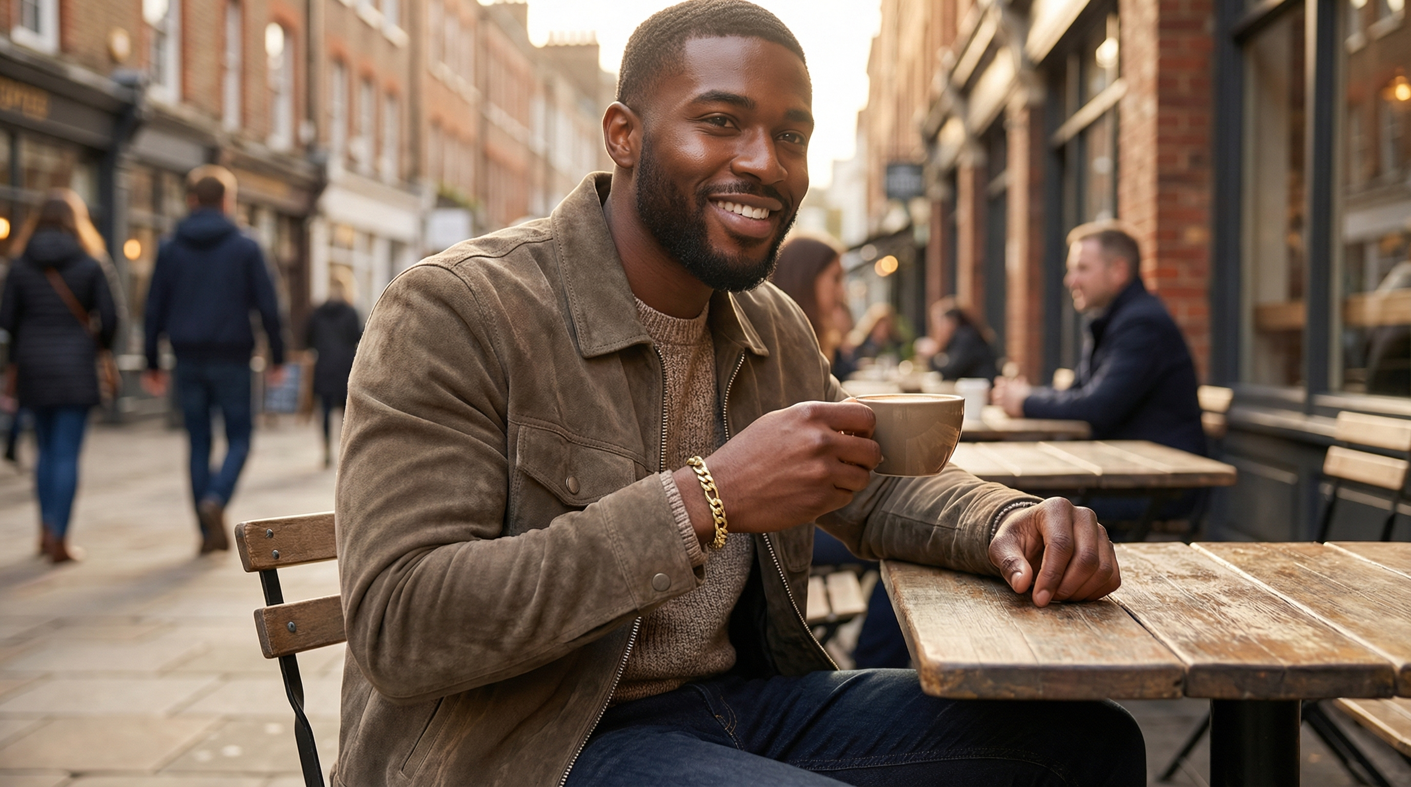 7MM/8"INCHES WIDE 14K GOLD FINISH FIGARO LINK BRACELET