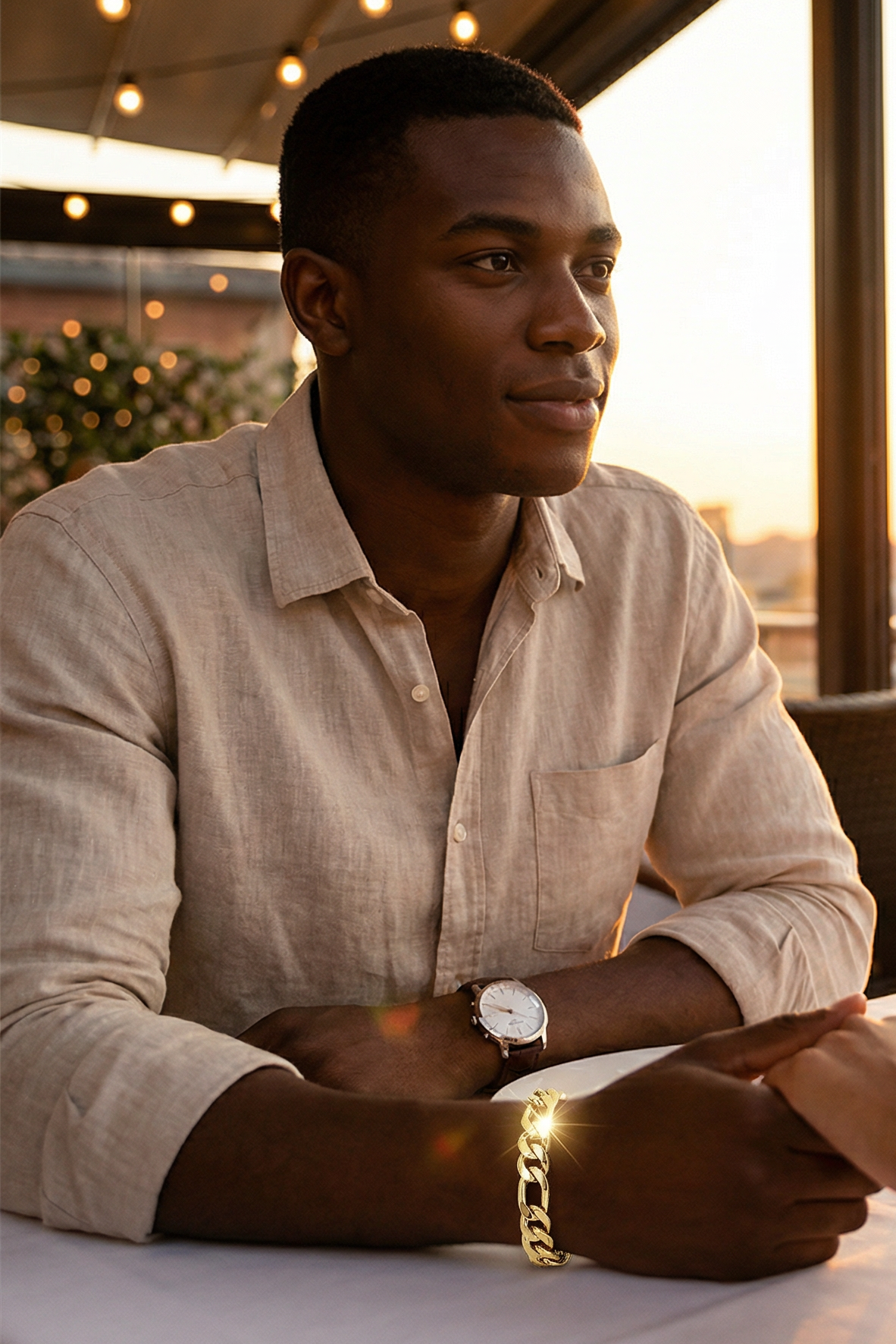 10MM/9" 14K GOLD FINISH WIDE FIGARO LINK BRACELET