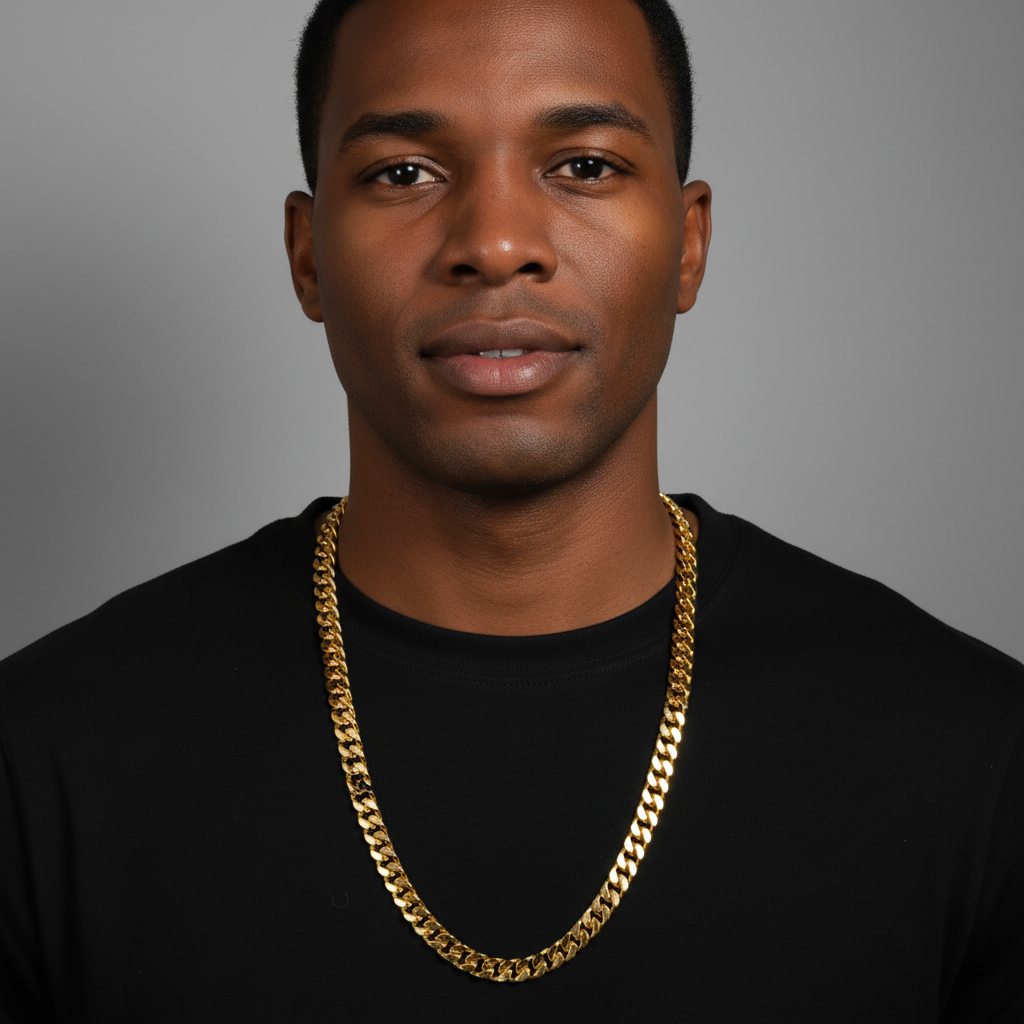 Men's Solid Curb Chain Necklace 6mm 8mm 10mm 30"