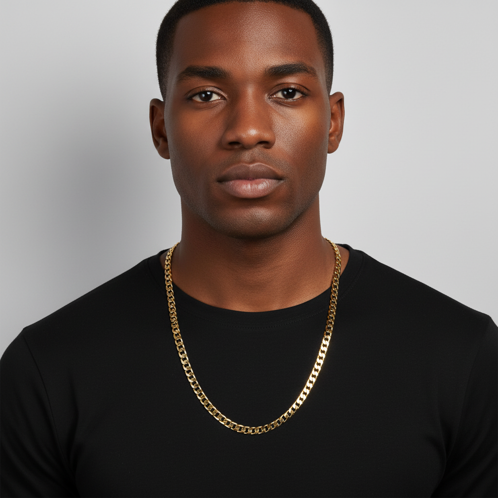 7mm 24" Flat Cuban Chain Necklace