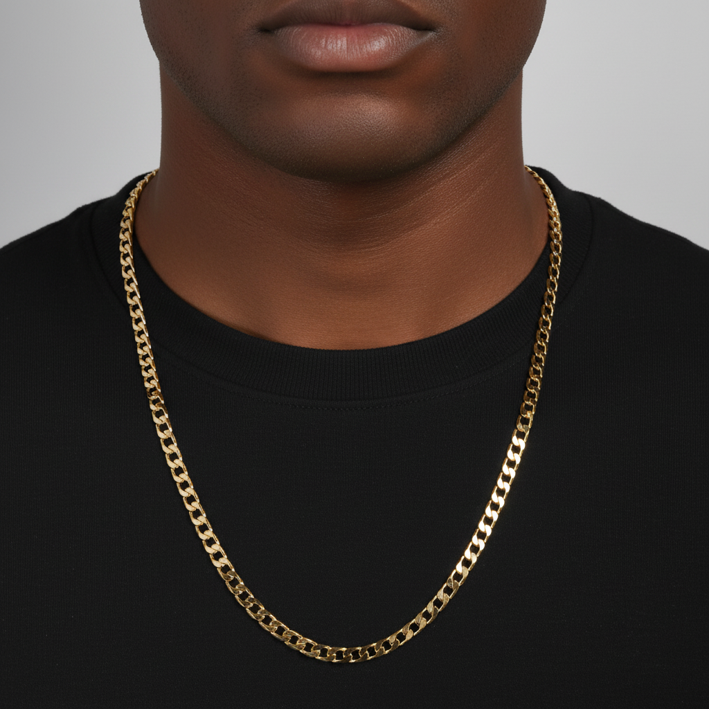 6mm 24" Flat Cuban Chain Necklace