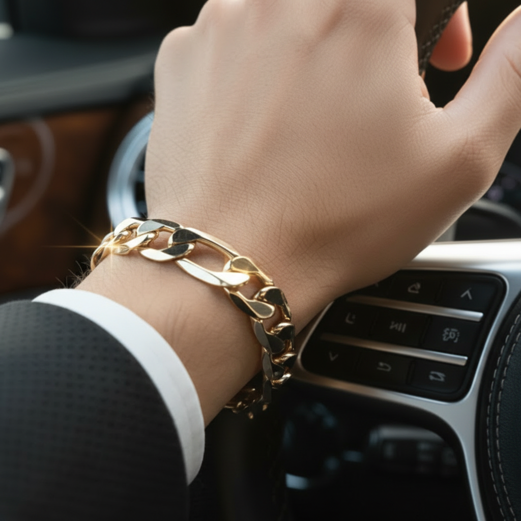 12MM/9" FIGAROM BRACELET – Heavy, Bold, Statement Piece 14k STAMPED