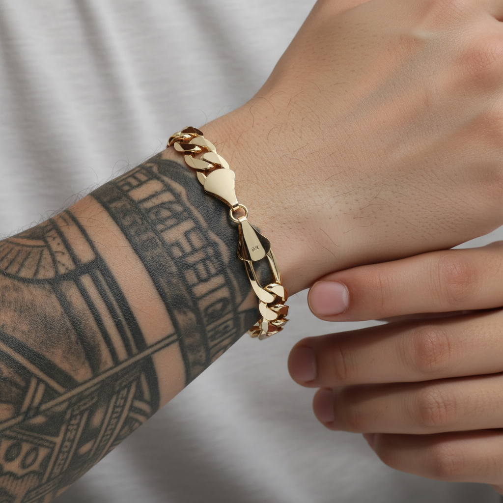 10MM/9" FIGAROM BRACELET – Heavy, Bold, Statement Piece 14k STAMPED