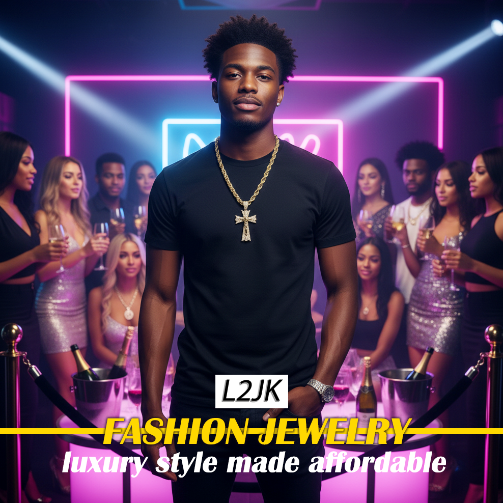 Jesus Clover Cross Fully Iced | 14K Rope Necklace Gold Plated 10mm