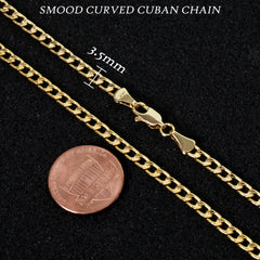 Curved 3.5mm Gold Cuban Link Choker Chain 20" / 14K Gold Plated