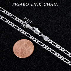 3mm Figaro Link Choker Chain 20" / 925 Silver Plated
