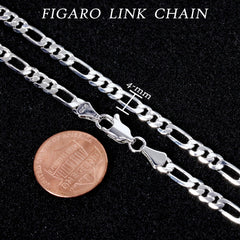 4mm Figaro Link Choker Chain 20" / 925 Silver Plated