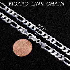6mm Figaro Link Choker Chain 20" / 925 Silver Plated