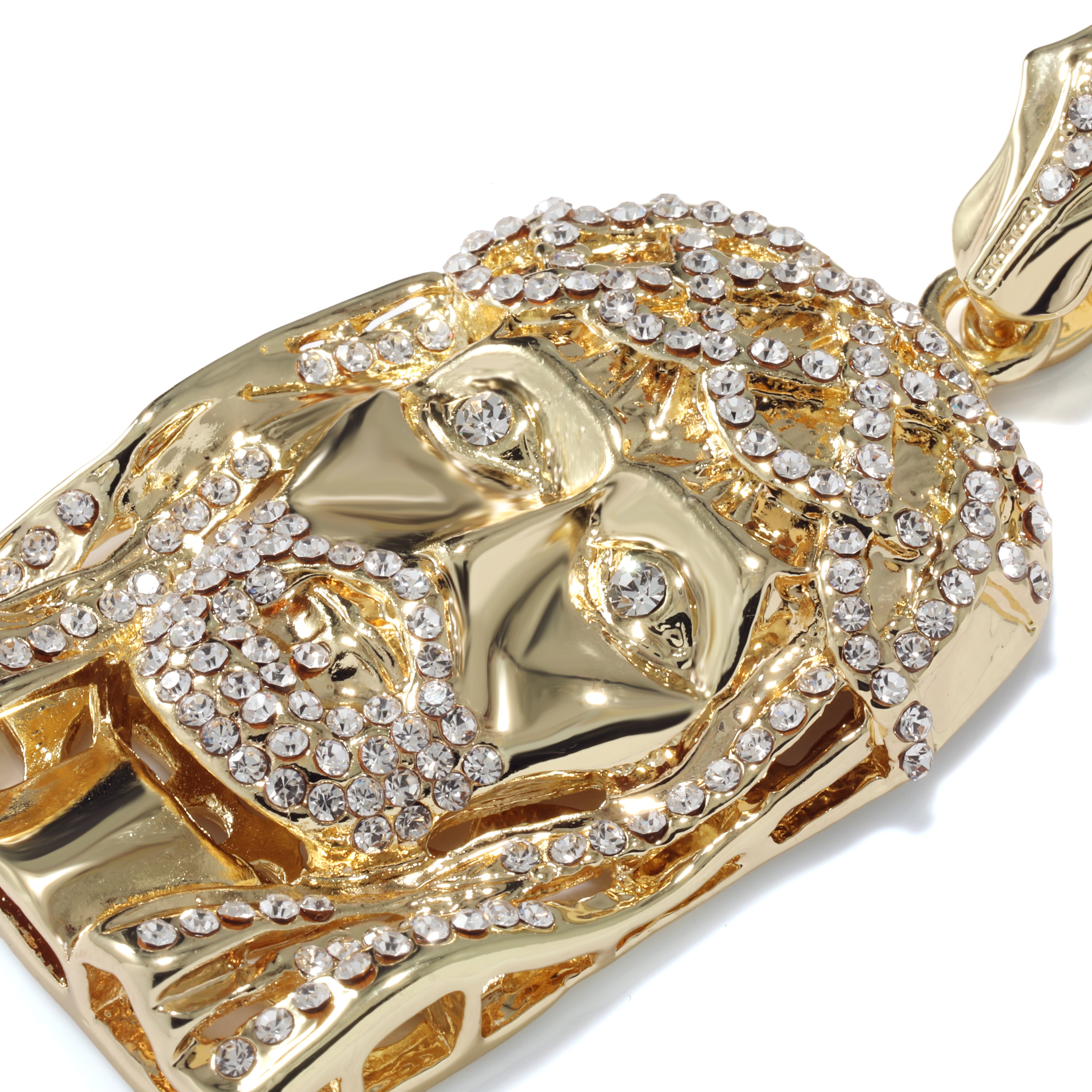 Jesus Piece Fully Iced Beard | 14K Rope Necklace Gold Plated 10mm