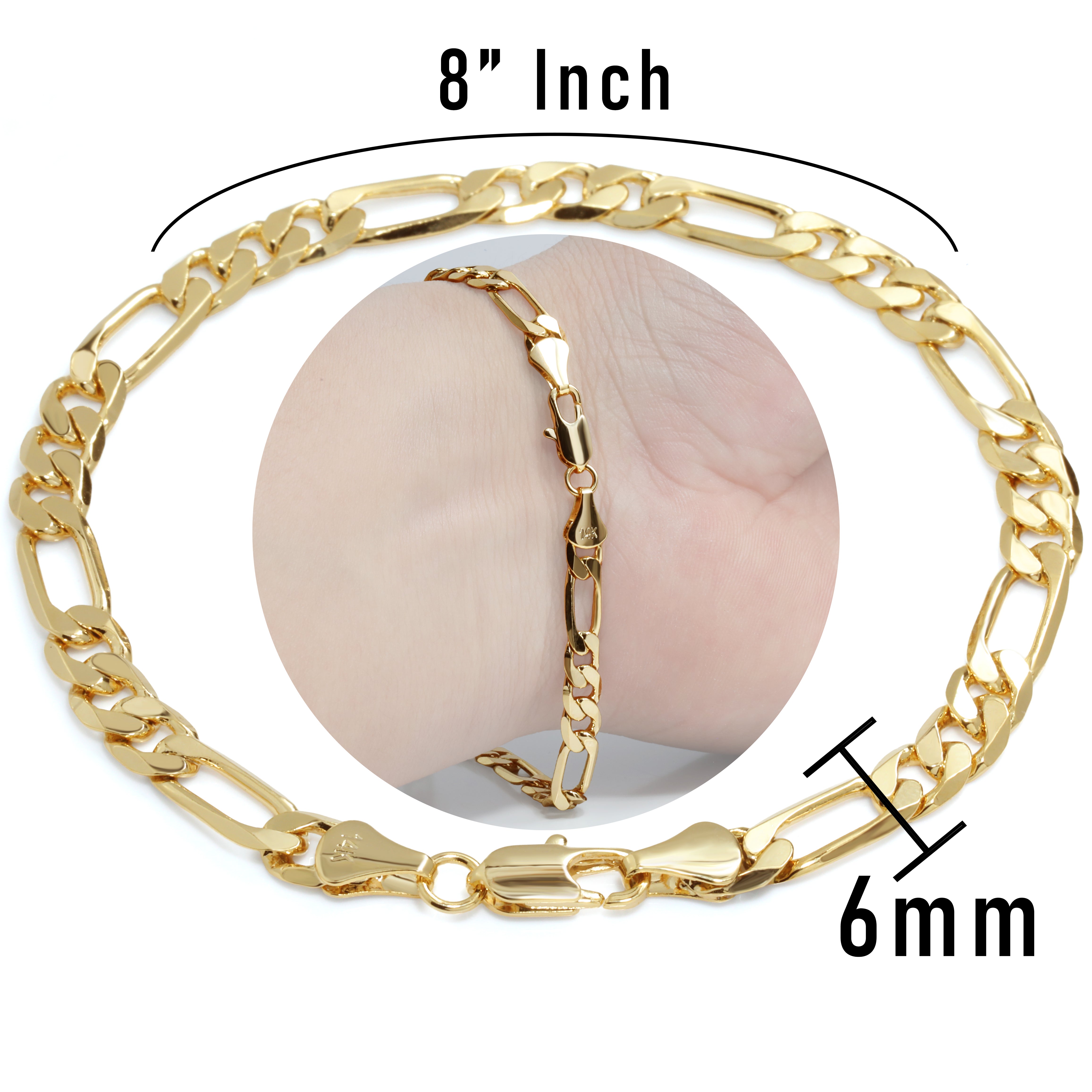 6MM / 8” Figaro Bracelet – Slim Fit, Clean Timeless Design