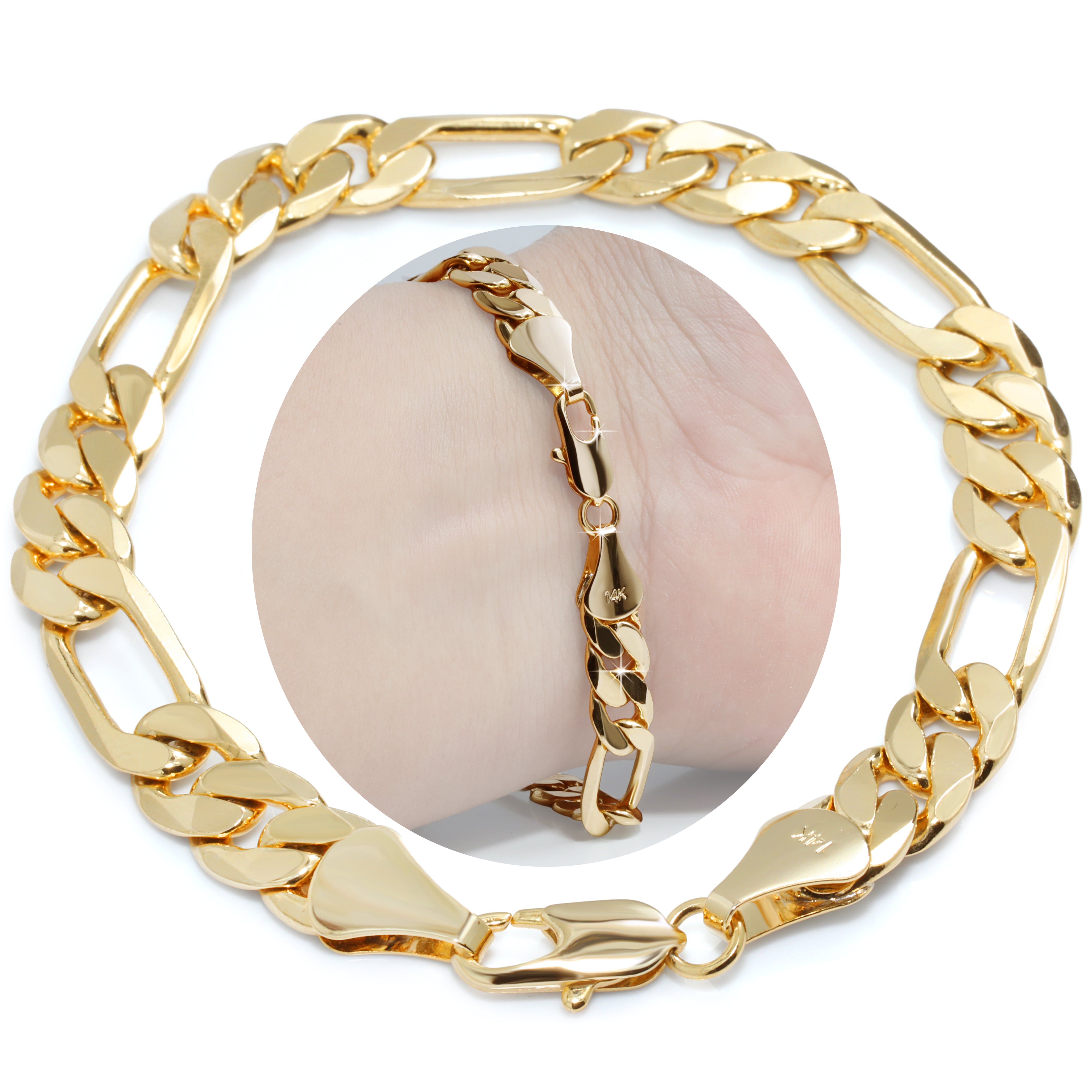 8MM / 8” Figaro Bracelet – Medium Fit-Bold, clean, and timeless