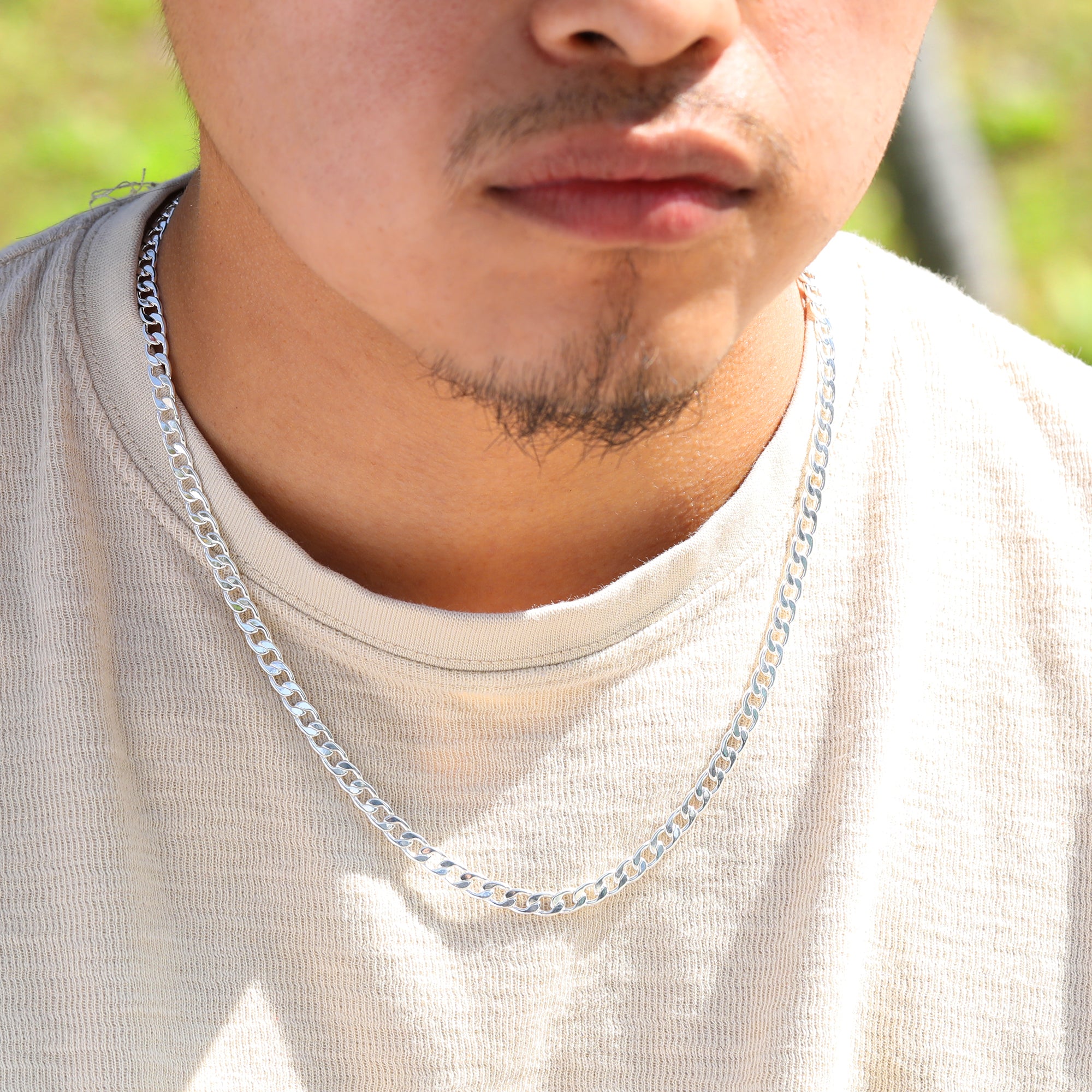 5mm Smooth Cuban Link Choker Chain 20" / 925 Silver Plated