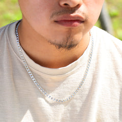 5mm Smooth Cuban Link Choker Chain 20" / 925 Silver Plated