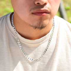 7mm Cuban Link Choker Chain 20" / 925 Silver Plated