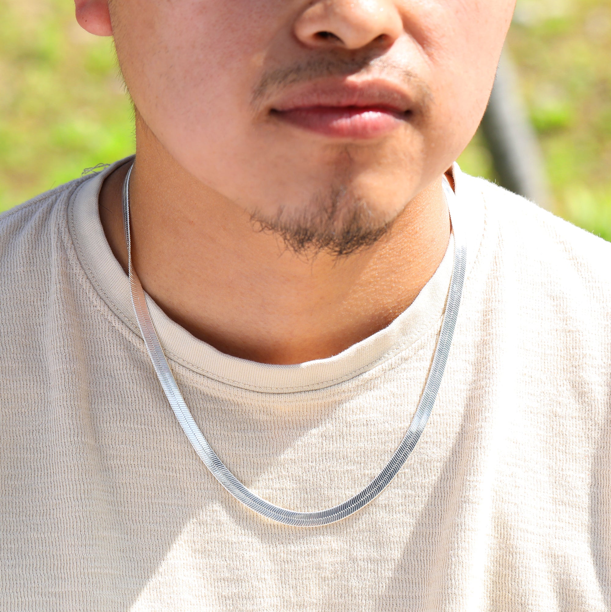 5mm Herringbone Choker Chain 20" / 925 Silver Plated