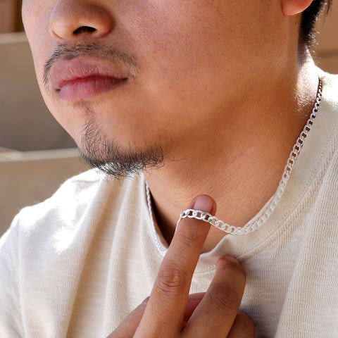 5mm Smooth Cuban Link Choker Chain 20" / 925 Silver Plated