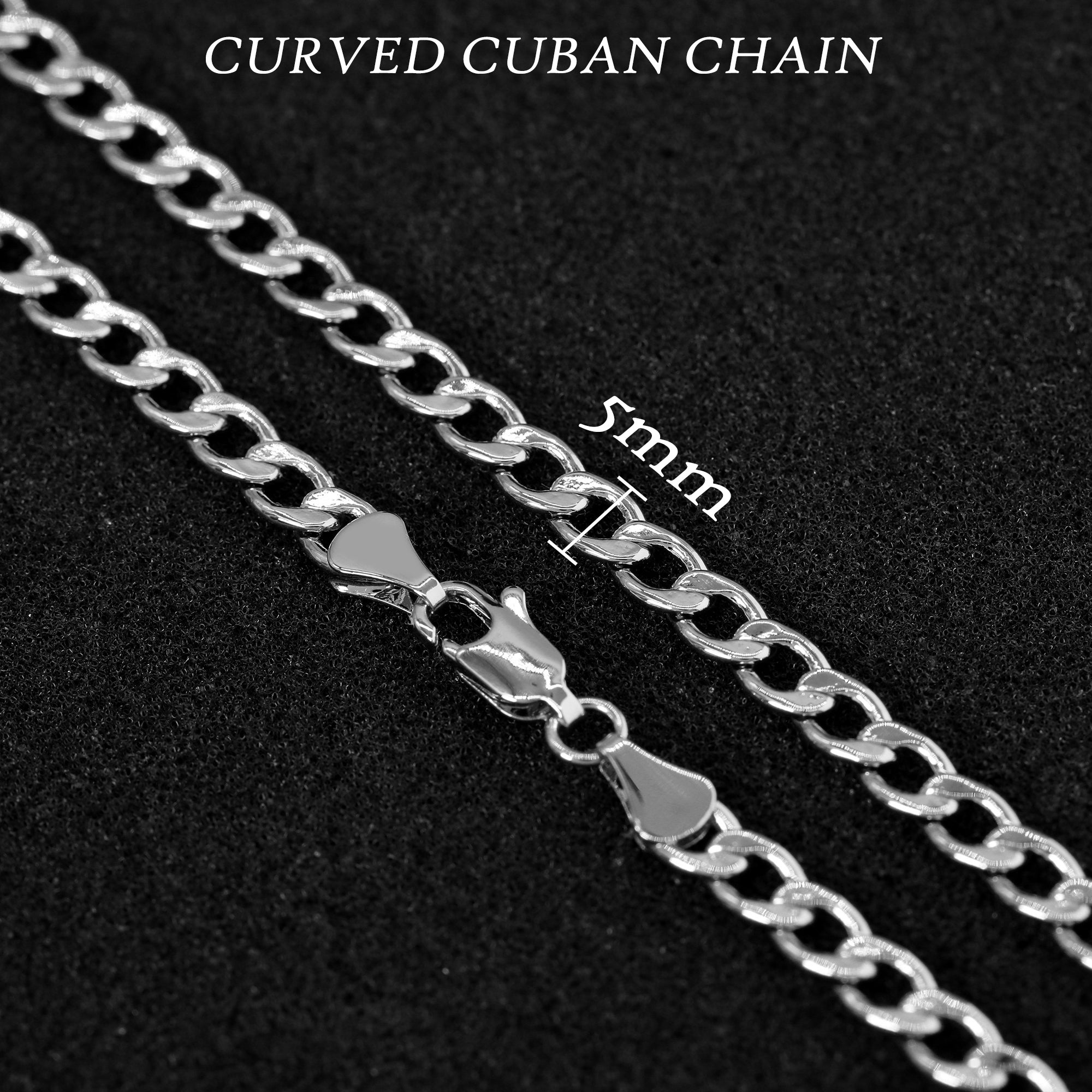 5mm Smooth Cuban Link Choker Chain 20" / 925 Silver Plated