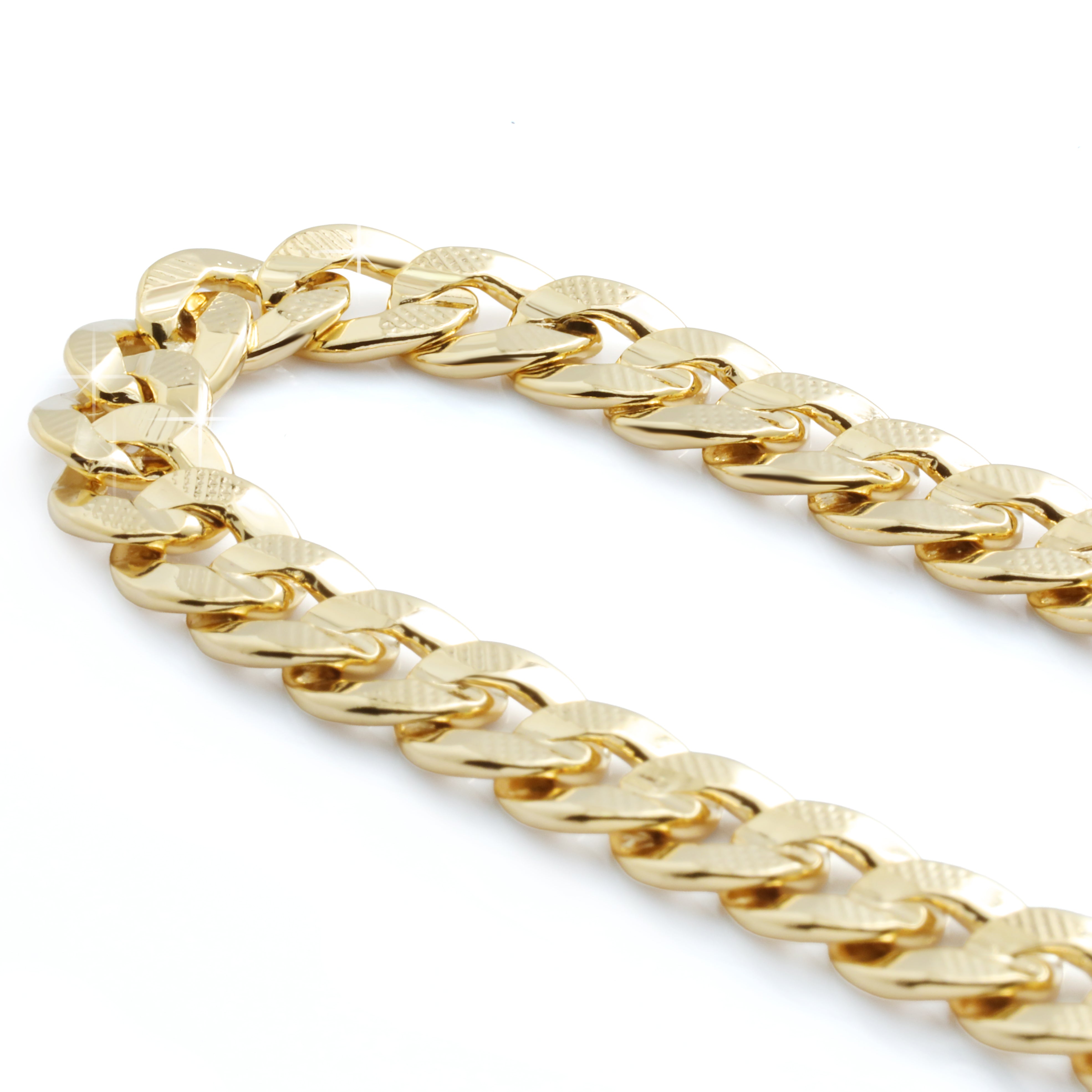 14K Frost Concave Cuban Bracelet 8.5" - 8mm Gold Plated