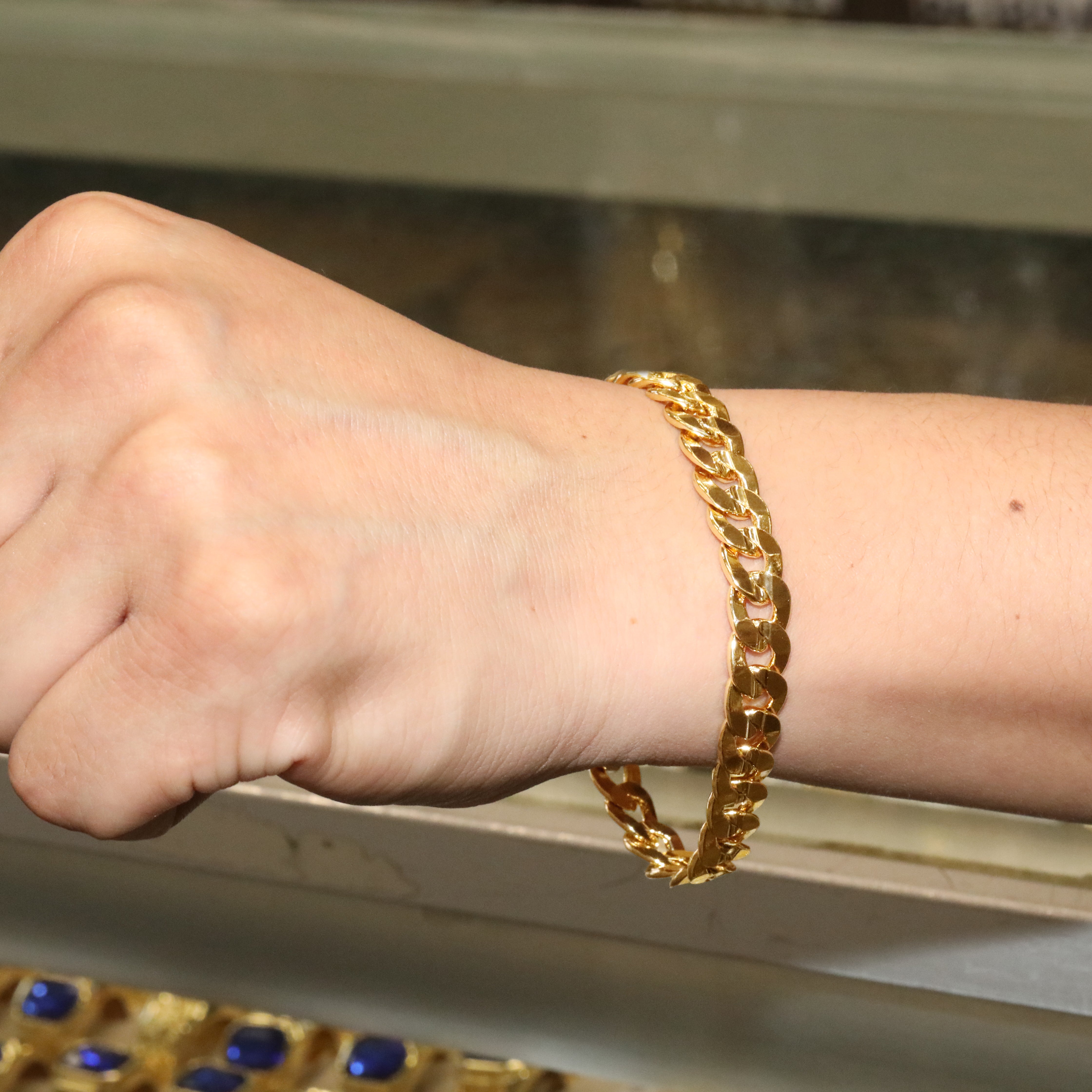 14K Concave Cuban Bracelet 8.5" - 10mm Gold Plated