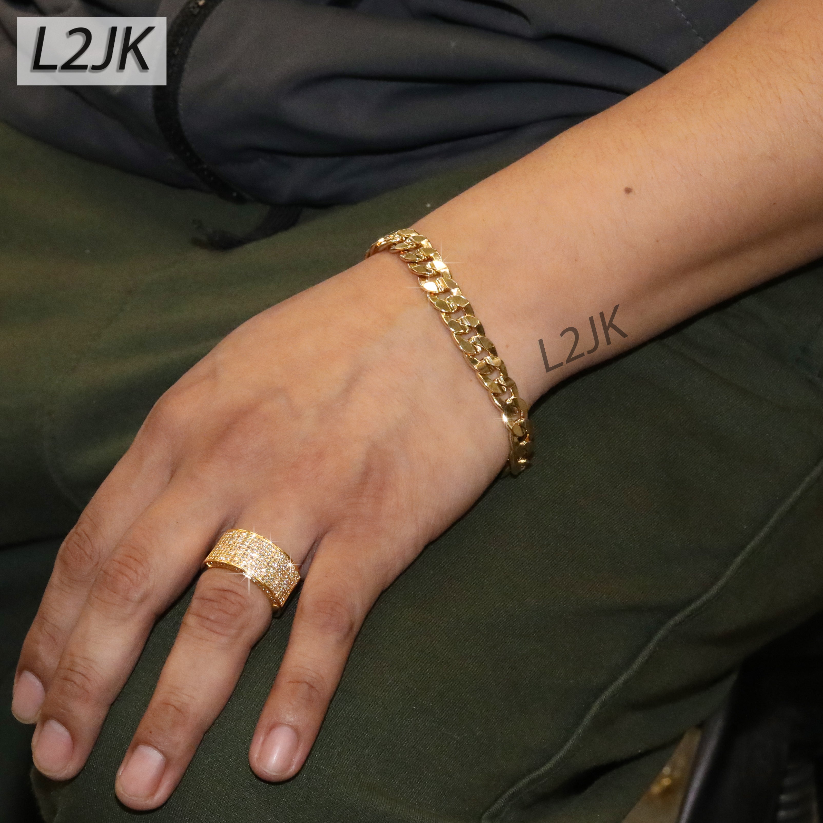 14K Concave Cuban Bracelet 8.5" - 10mm Gold Plated