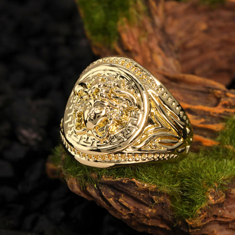 18k Gold Lady Greek Ring Plated