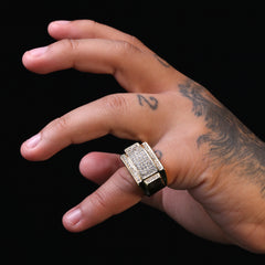 18k Gold Plated Iced Out Rectangular Ring High Fashion Quality Pinky Pimp Ring