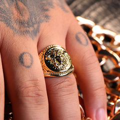 18k Gold Lady Greek Ring Plated