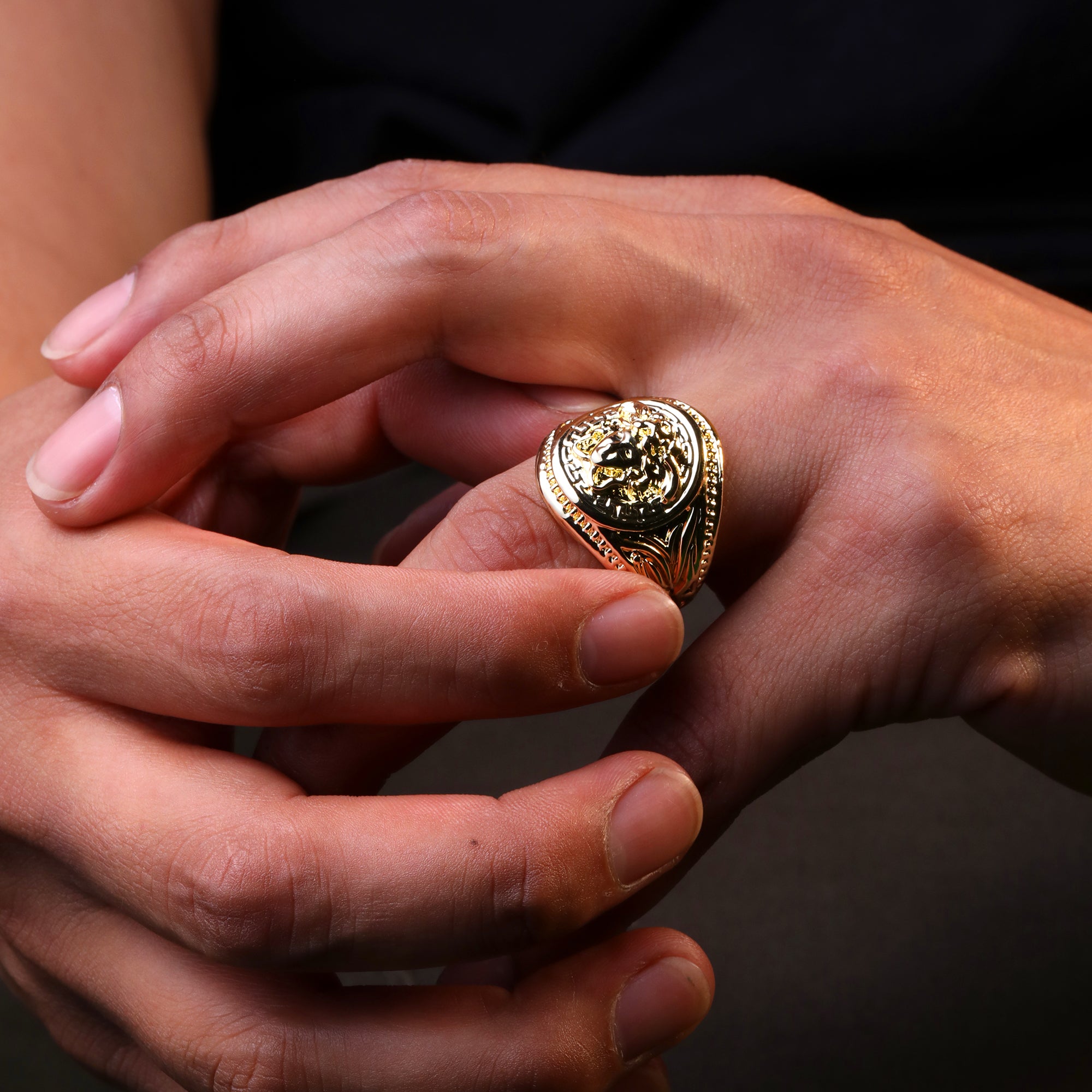 18k Gold Lady Greek Ring Plated