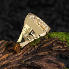 18k Gold Plated Iced Out Horse Shoe High Fashion Quality Pinky Pimp Ring