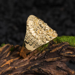 18k Gold Plated Iced Indian Head Chief High Fashion Quality Pinky Pimp Ring