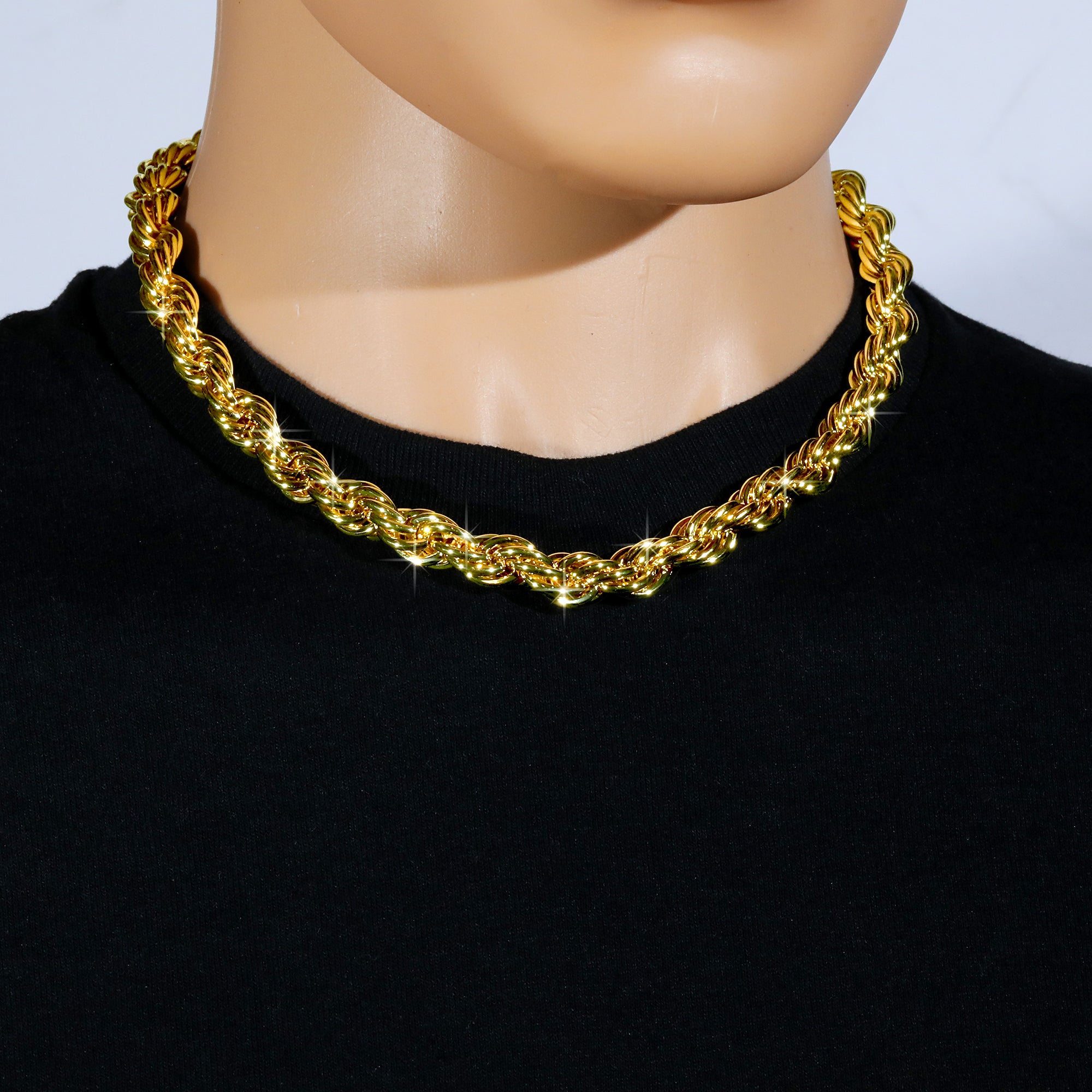 10mm Thick Gold Rope Chain 18'-30"