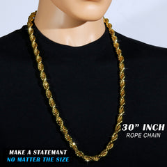 10mm Thick Gold Rope Chain 18'-30"