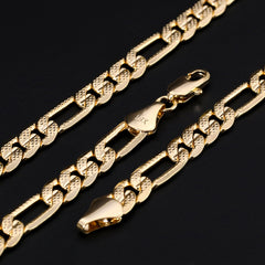 Long Guadalupe Pendant 18k Gold Plated Italy Figaro Chain For Men 24" Necklace