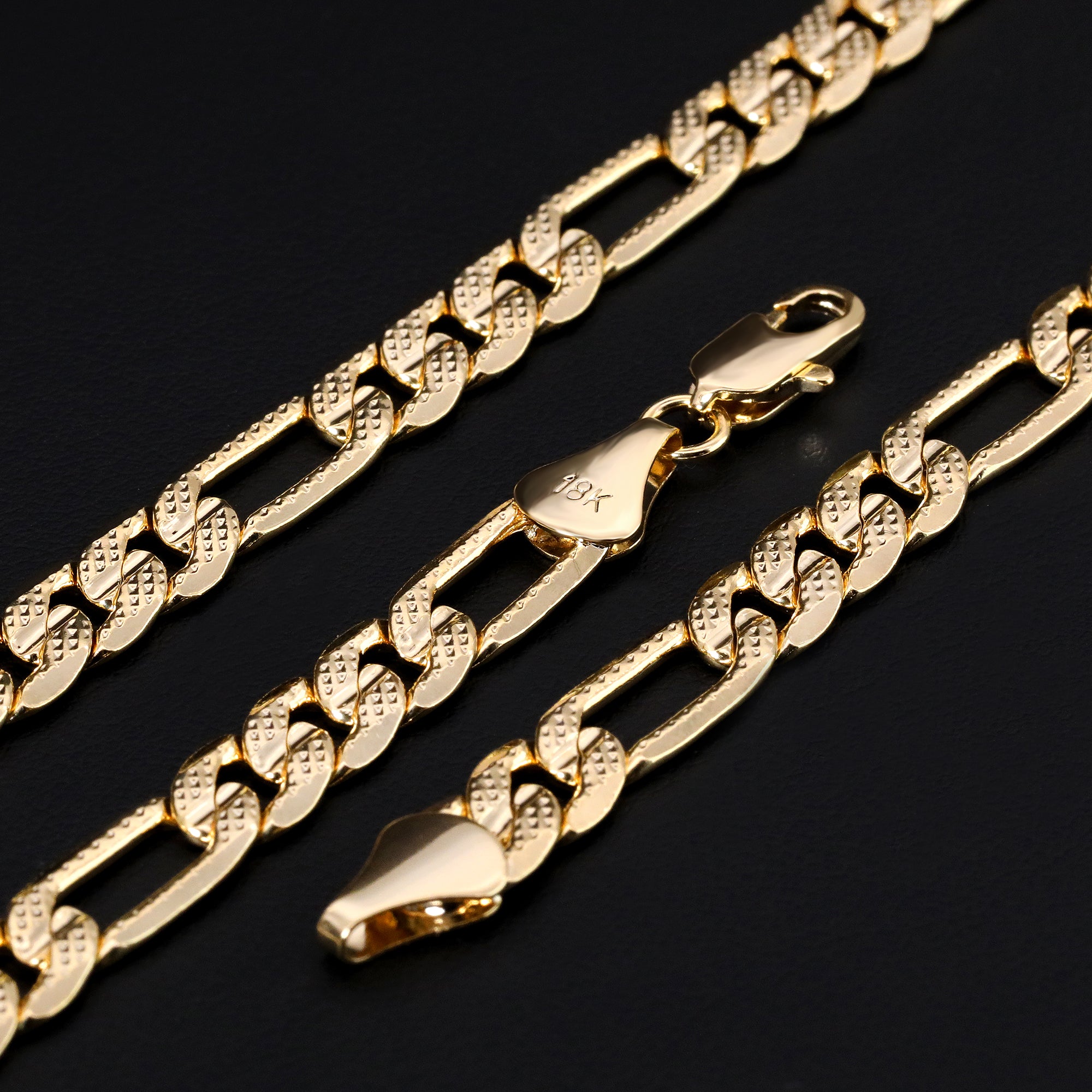 Oval Wave Plain Guadalupe Pendant Cubic Zirconia Frost Figaro 24" Gold Plated