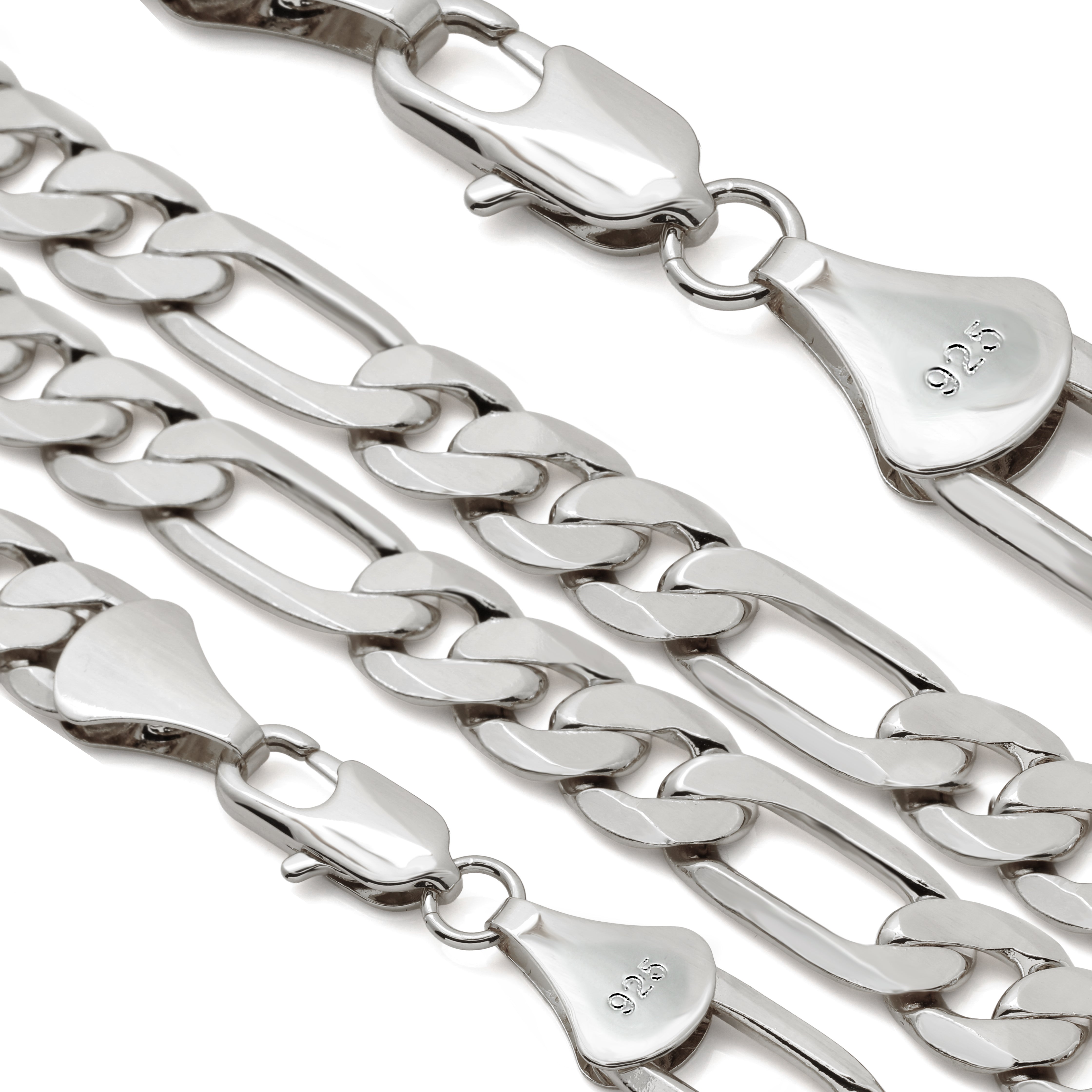 Silver Fillec 5mm-12mm/24" FIGARO LINK CHAIN NECKLACE
